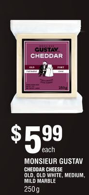 FreshCo Monsieur gustav cheddar cheese old, old white, medium mild marble offer
