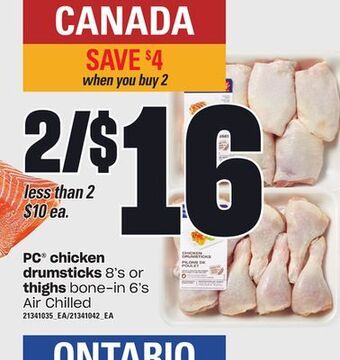 Independent City Market Pc® chicken drumsticks, 8's or thighs, 6's offer