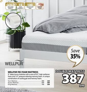 JYSK Wellpur f85 foam mattress offer