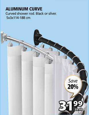JYSK Aluminum curve curved shower rod offer