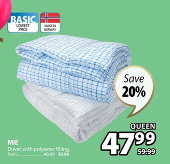 JYSK Mie duvet with polyester filling offer