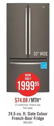 The Brick Ge profile 24.5 cu. ft. french-door refrigerator with space-saving icemaker – pne25nmlkes offer