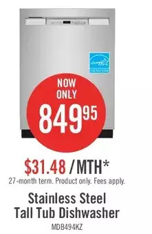 The Brick Maytag front-control dishwasher with dual power filtration - mdb4949skz offer