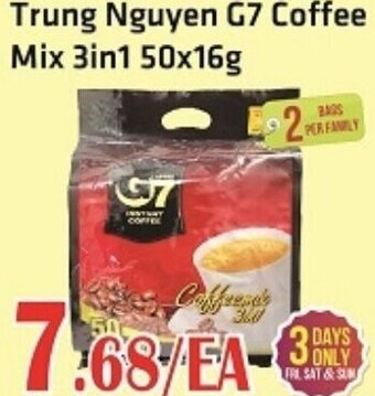 88 Supermarket Trung Nguyen G7 Coffee Mix 3in1 50x16g offer