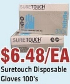 88 Supermarket Suretouch Disposable Gloves 100's offer