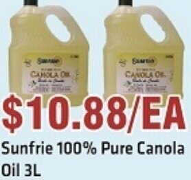 88 Supermarket Sunfrie 100% Pure Canola Oil 3L offer