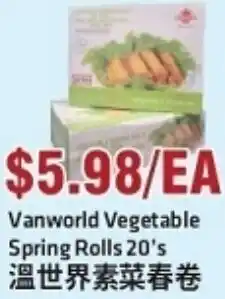 88 Supermarket Vanworld Vegetable Spring Rolls 20's offer