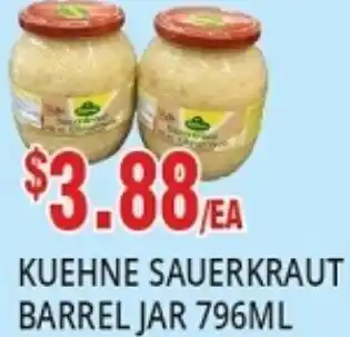 88 Supermarket Kuehne Sauerkraut Barrel Jar 796 ml offer