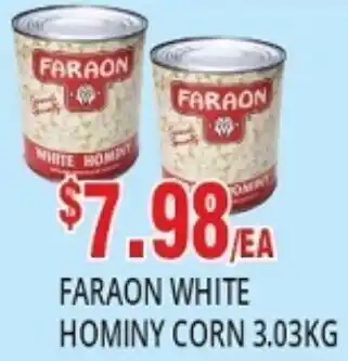 88 Supermarket Faraon White Hominy Corn 3.03 kg offer
