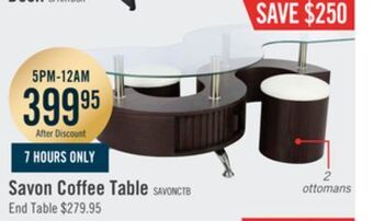 The Brick Savon coffee table with two ottomans - walnut offer