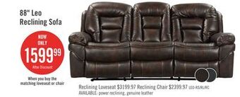 The Brick Leo leath-aire fabric reclining sofa - walnut offer