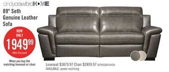 The Brick Seth genuine leather sofa - grey offer
