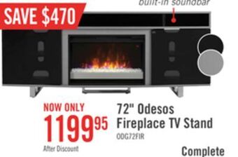 The Brick Odesos 72" tv stand with glass ember firebox and soundbar - grey offer