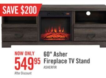 The Brick Asher 60" tv stand with log fireplace offer