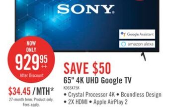 The Brick Sony bravia 65" x75k 4k hdr smart tv - 2y4369 offer