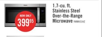 The Brick Whirlpool 1.7 cu. ft. microwave hood combination with electronic touch controls – ywmh31017hz offer