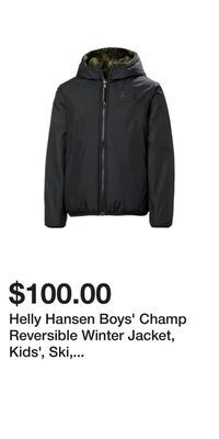 Sport Chek Helly hansen boys' champ reversible winter jacket, kids', ski, fleece, hooded, packable offer