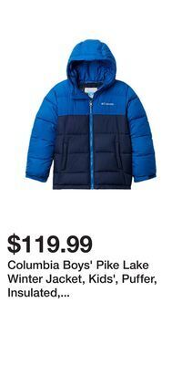 Sport Chek Columbia boys' pike lake winter jacket, kids', puffer, insulated, waterproof, hooded offer