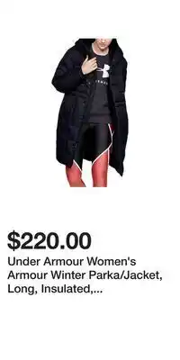 Sport Chek Under armour women's armour winter parka/jacket, long, insulated, hooded, water repellent offer