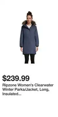 Sport Chek Ripzone women's clearwater winter parka/jacket, long, insulated synthetic, hooded, waterproof offer