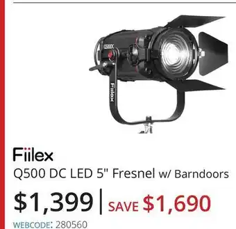Vistek Fiilex q500 dc led 5" fresnel w/barndoors offer