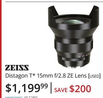 Vistek Zeiss distagon t 15mm f/2.8 ze lens offer