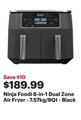 Best Buy Ninja foodi 6-in-1 dual zone air fryer - 7.57kg/8qt - black offer