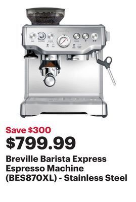 Best Buy Breville barista express espresso machine (bes870xl) - stainless steel offer