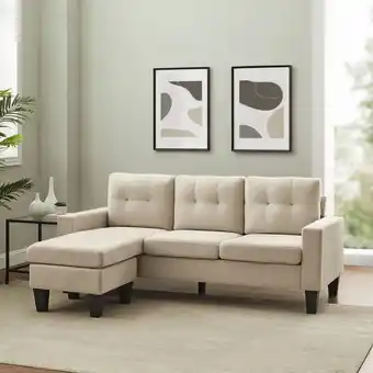 Best Buy Althea chaise polyester sectional sofa - taupe offer