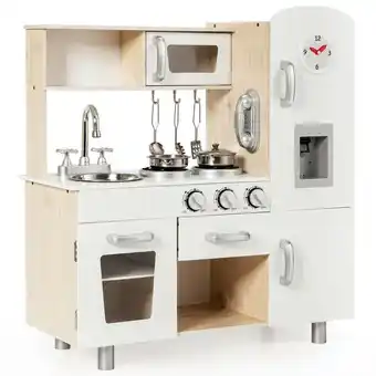 Best Buy Gymax vintage play kitchen pretend kids cooking playset toys w/water dispense offer