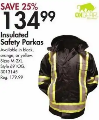 Peavey Mart OxGear Insulated Safety Parkas offer