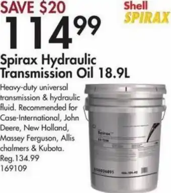 Shell Spirax Hydraulic Transmission Oil 18.9L