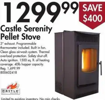 Peavey Mart Castle Serenity Pellet Stove offer