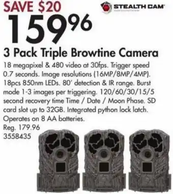 Stealth Cam 3 Pack Triple Browtine Camera