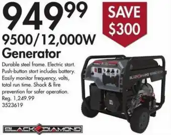 Peavey Mart Black Diamond 9500/12,000W Generator offer