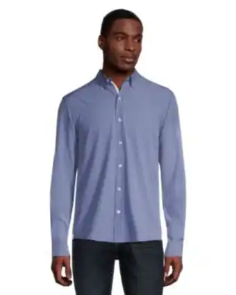 Men's hybrid geo print modern fit woven sport shirt