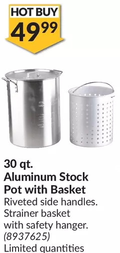 Princess Auto 30 qt. aluminum stock pot with basket offer