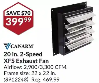 Princess Auto Canarm 20 in. 2-speed xfs exhaust fan offer