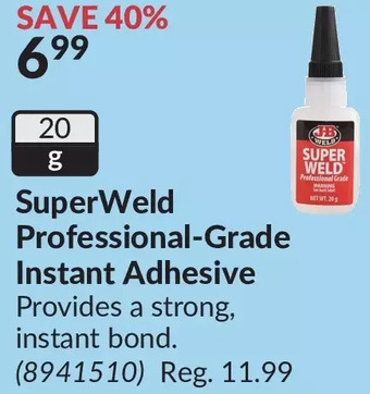 Princess Auto Superweld professional-grade instant adhesive offer