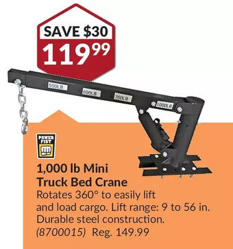 Princess Auto Power fist 1,000 lb mini truck bed crane offer