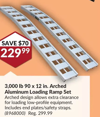 Princess Auto 3,000 lb 90 x 12 in. arched aluminum loading ramp set offer