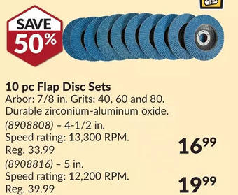 Princess Auto 10 pc flap disc sets offer