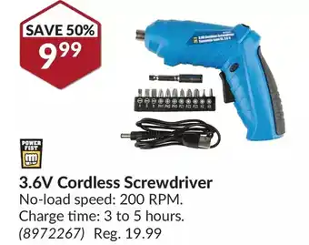 Princess Auto Power fist 3.6v cordless screwdriver offer