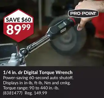 Princess Auto Pro-point ¼ in. dr digital torque wrench offer