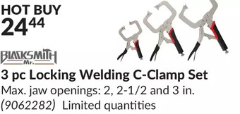 Princess Auto Mr. blacksmith 3 pc locking welding c-clamp set offer