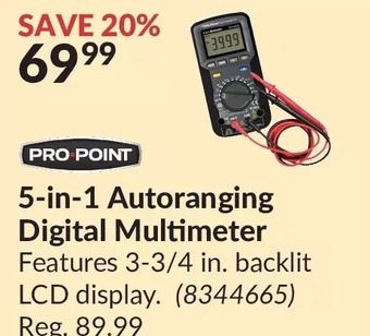Princess Auto Pro-point 5-in-1 autoranging digital multimeter offer