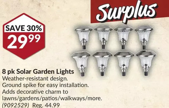 Princess Auto 8 pk solar garden lights offer