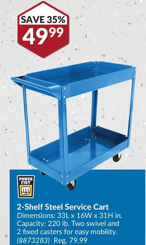 Princess Auto 2-shelf steel service cart offer