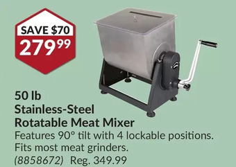 Princess Auto 50 lb stainless-steel rotatable meat mixer offer