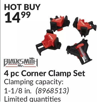 Princess Auto Blacksmith 4 pc corner clamp set offer
